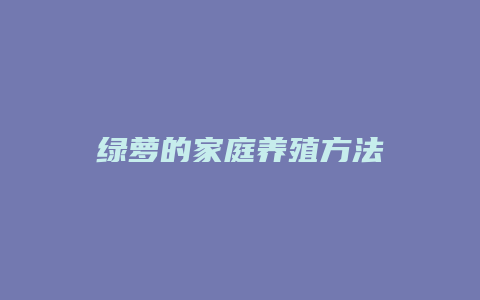 绿萝的家庭养殖方法