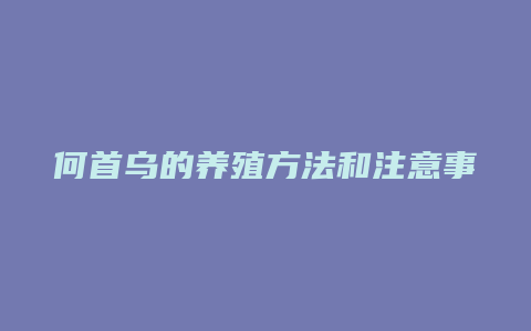 何首乌的养殖方法和注意事项