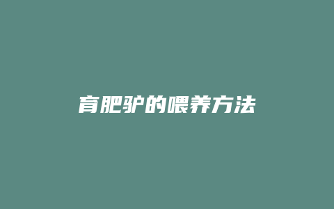 育肥驴的喂养方法