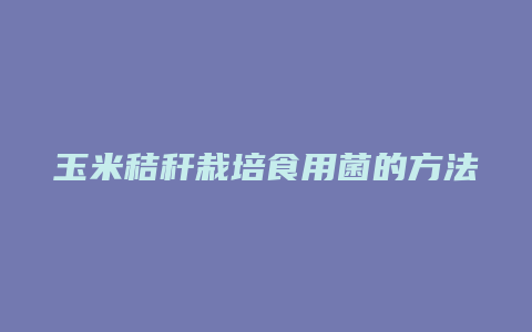 玉米秸秆栽培食用菌的方法