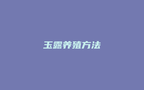 玉露养殖方法