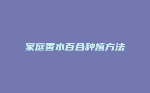 家庭香水百合种植方法