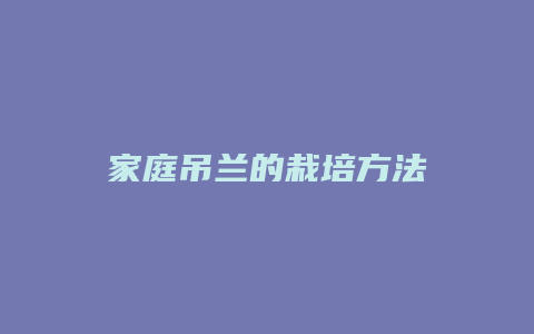 家庭吊兰的栽培方法