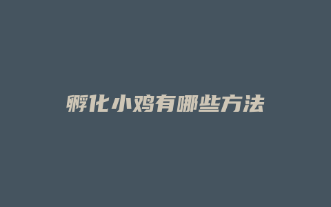 孵化小鸡有哪些方法