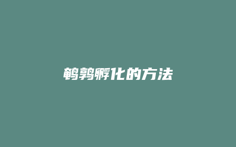 鹌鹑孵化的方法