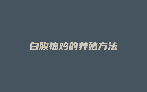 白腹锦鸡的养殖方法