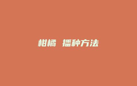 柑橘 播种方法