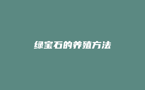 绿宝石的养殖方法