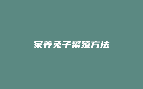 家养兔子繁殖方法