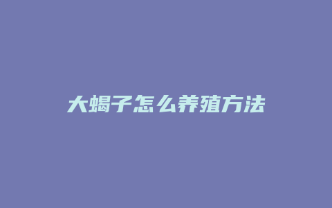 大蝎子怎么养殖方法