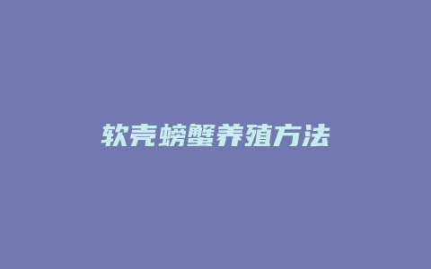 软壳螃蟹养殖方法