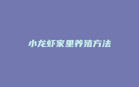 小龙虾家里养殖方法