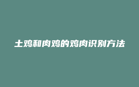 土鸡和肉鸡的鸡肉识别方法