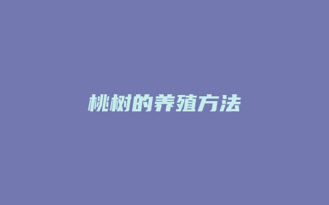 桃树的养殖方法