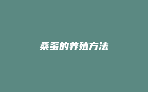 桑蚕的养殖方法