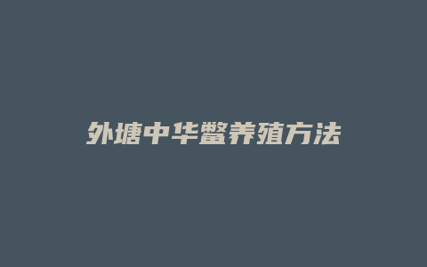 外塘中华鳖养殖方法