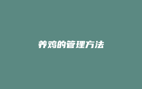 养鸡的管理方法