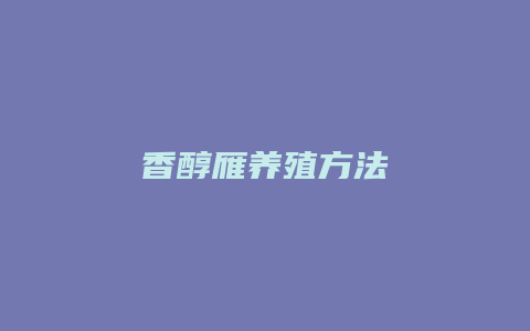 香醇雁养殖方法