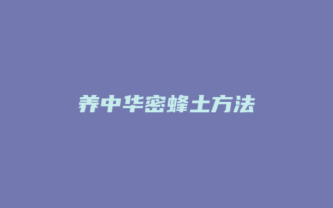 养中华密蜂土方法