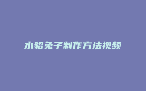 水貂兔子制作方法视频