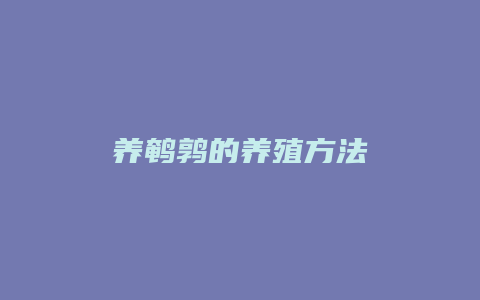 养鹌鹑的养殖方法