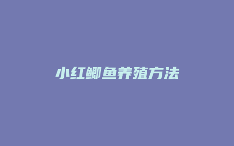 小红鲫鱼养殖方法